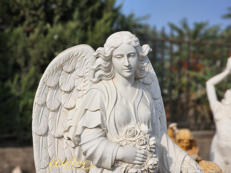 Life Size Angel Statues Marble for Outdoor Decor 4