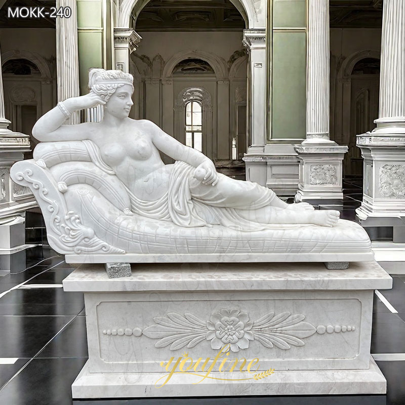 Delicate Life Size Marble Woman Lying Sculptures Paolina Bonaparte for Decor MOKK-240