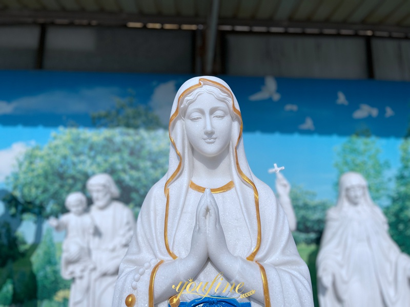 marble Our Lady of Lourdes Statue details