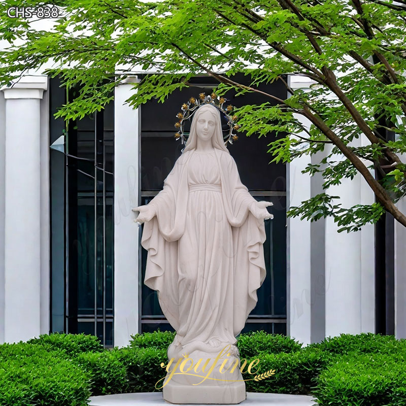 Life Size Outdoor White Marble Mother Mary Statue for Sale CHS-838