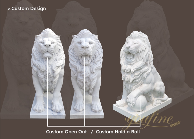 youfine hand carved marble lion statue for sale