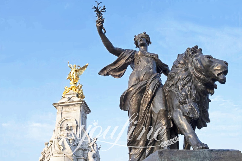 The Victoria Memorial statue outside Buckingham Palace, the official residence of the Queen in London