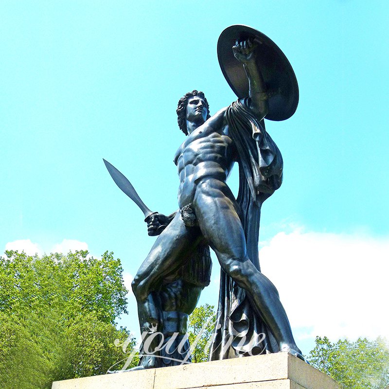 ACHILLES 9 1/2 W/ Sword & Shield GREEK MYTHOLOGY Sculpture Statue Bronze  Color