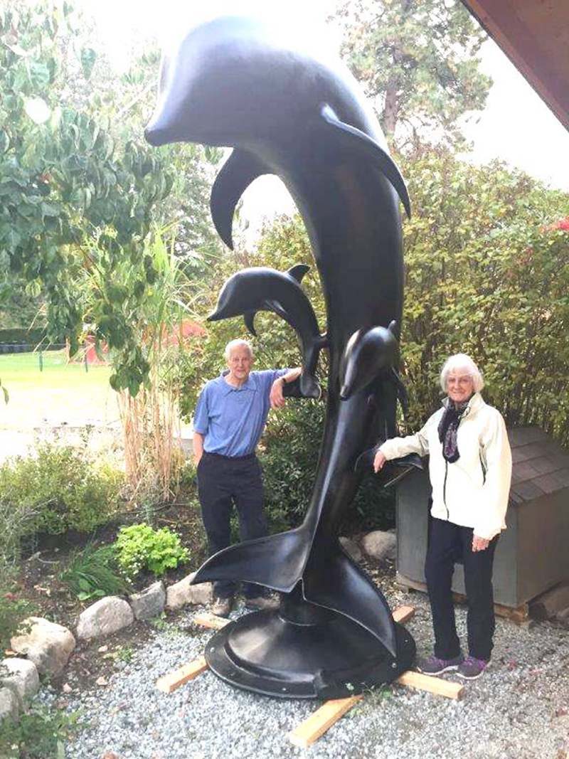 Bronze dolphin statues for garden