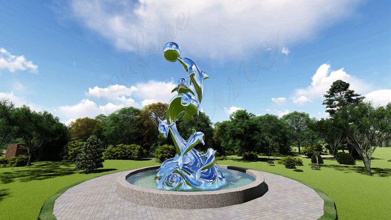 Dolphin statues for outdoor water features