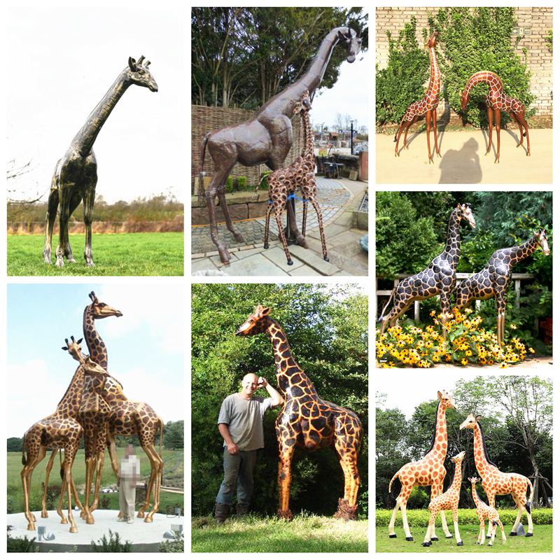 Metal giraffe statues