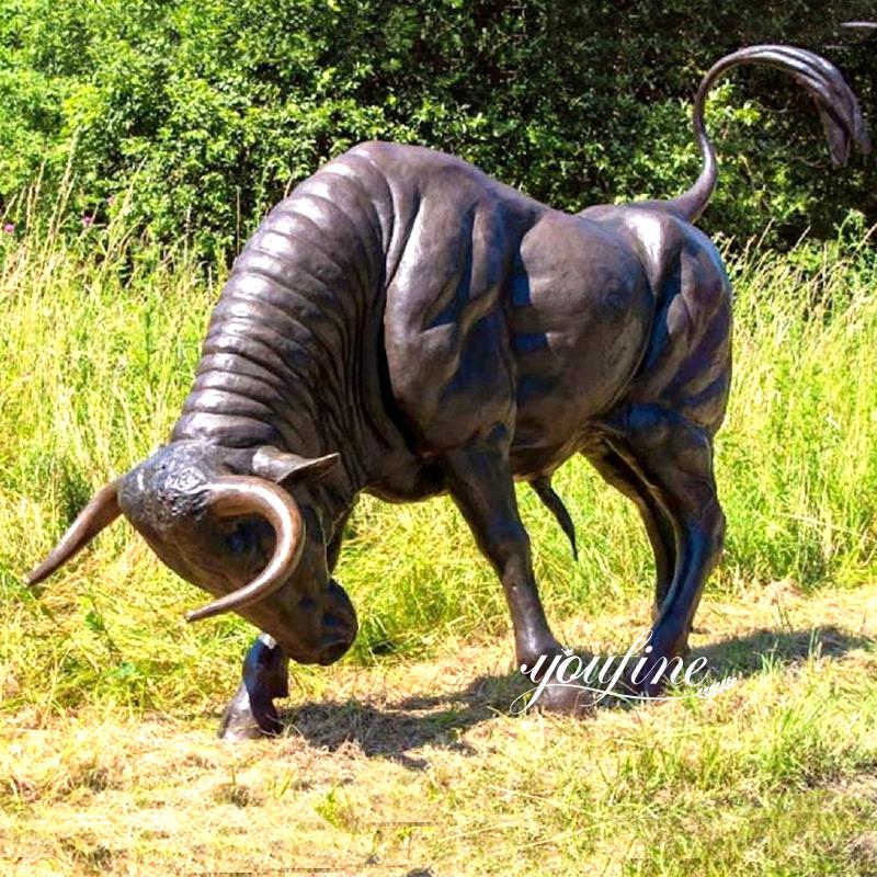 Powerful Muscular Bronze Bull Statue for Sale