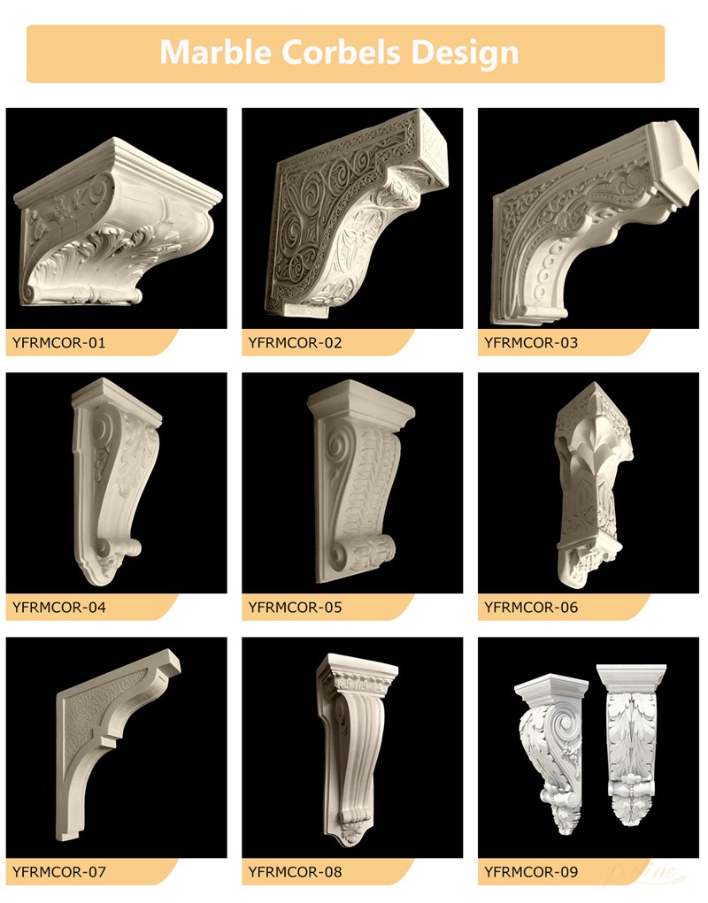 hand carved marble corbels