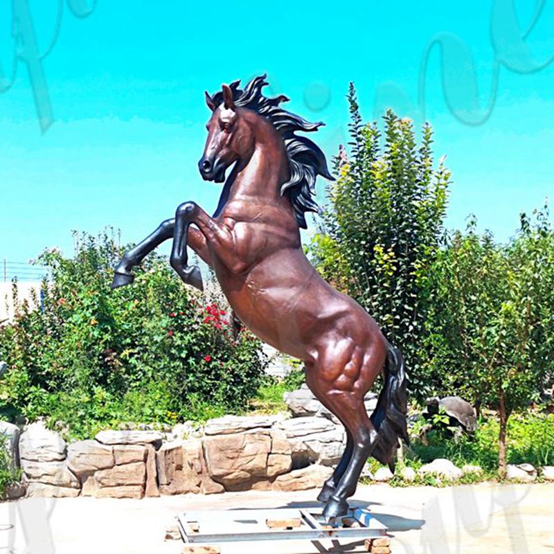 Large Bronze Mustang Statue Rearing Horse Art For Sale - Youfine