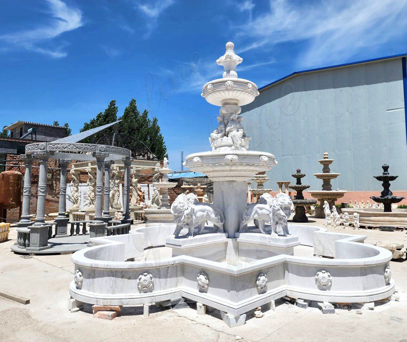 Marble Lion courtyard fountain