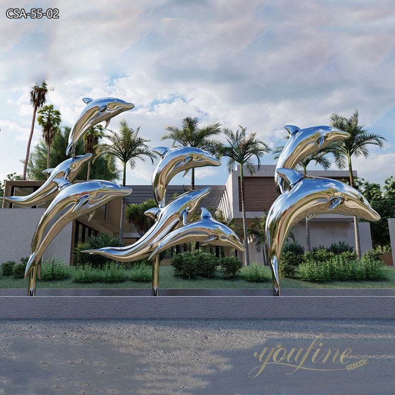 Mirror Polished Modern Large Dolphin Statues for Pool - YouFine