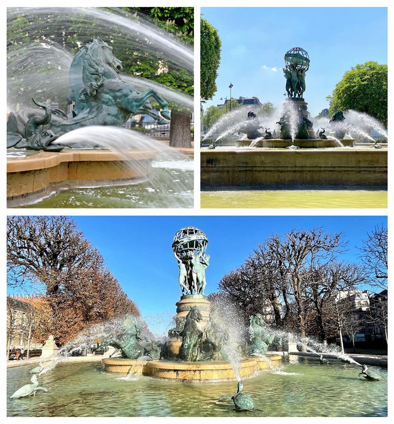 bronze fountain Beautiful winter scene