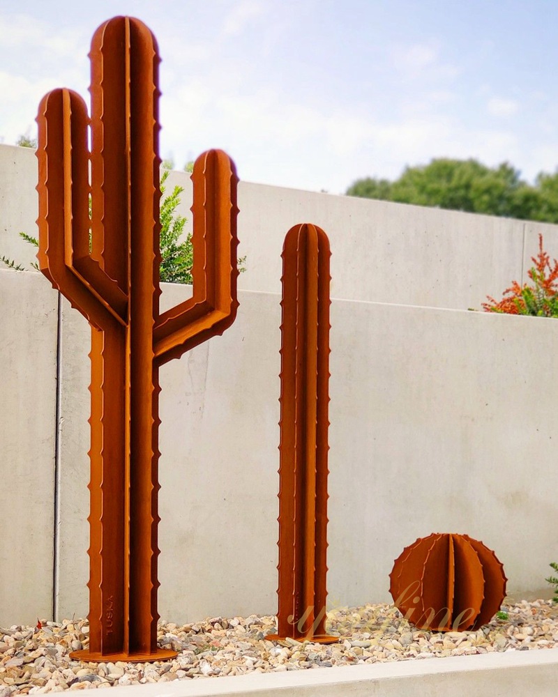 Corten Steel Large Cactus Sculpture for Outdoor (5)