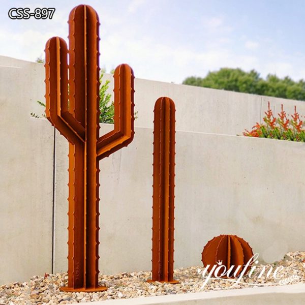 Corten Steel Large Cactus Sculpture for Outdoor