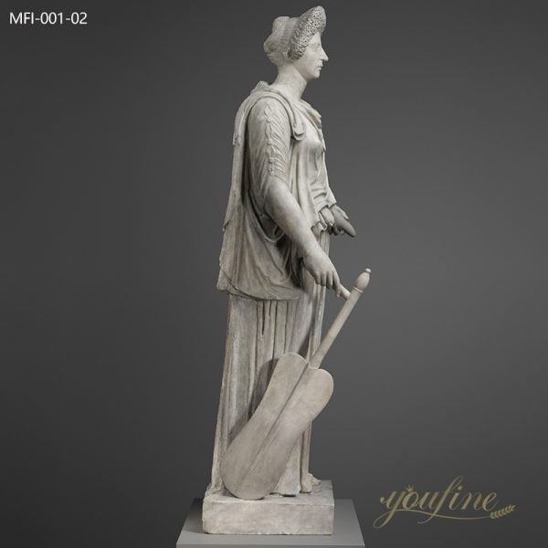 Roman Tyche White Marble Fortuna Goddess Statue for Sale