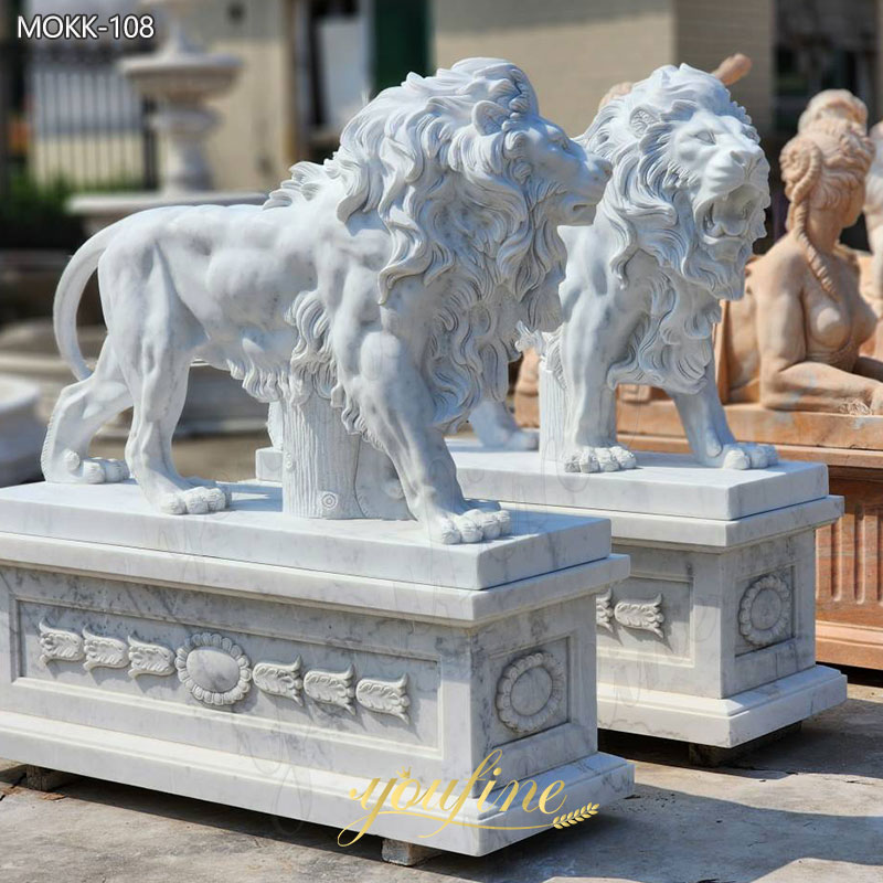 marble walking lion statue