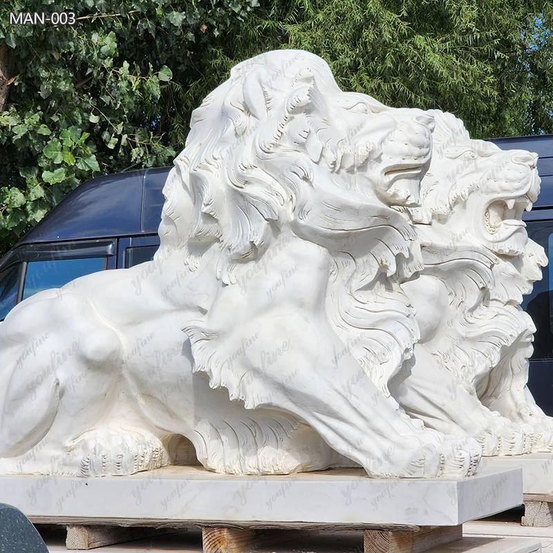 Hand Carved Natural Marble Lion Statue for Sale