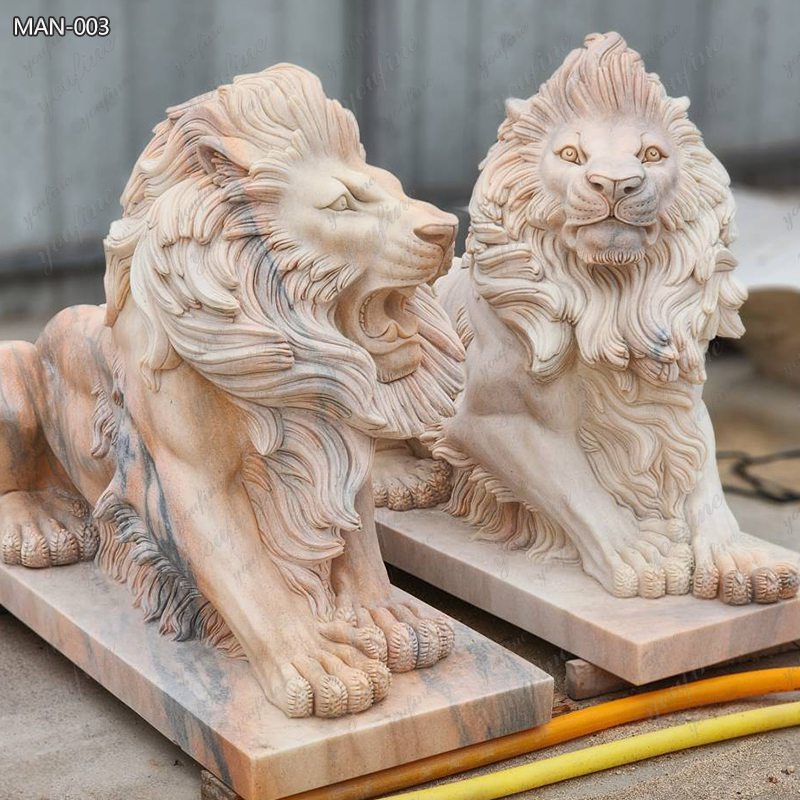 Hand Carved Natural Marble Lion Statue for Sale