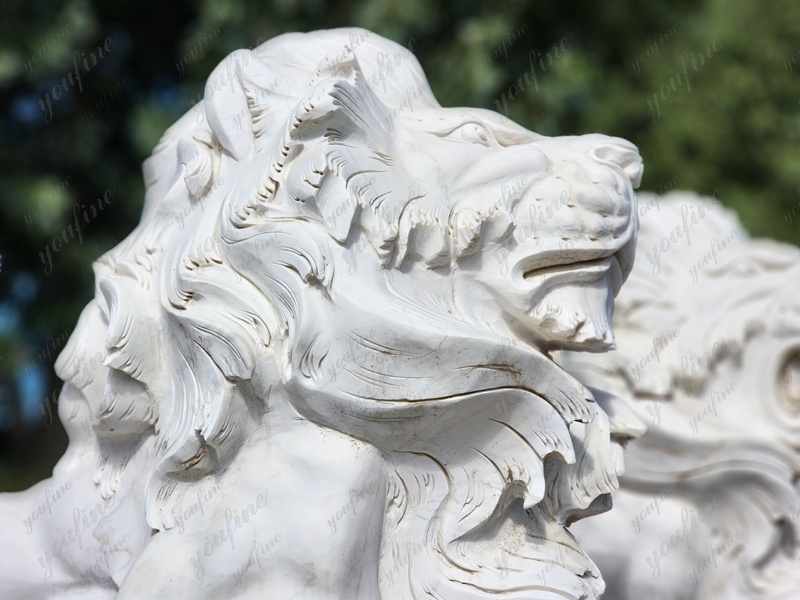 Hand Carved Natural Marble Lion Statue for Sale