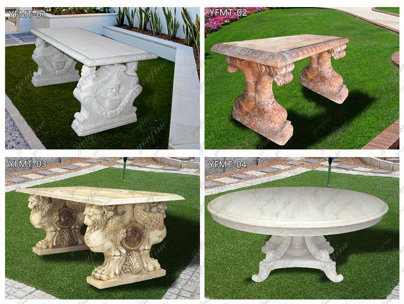 Hand-Carved Natural White Marble Center Table for Villa