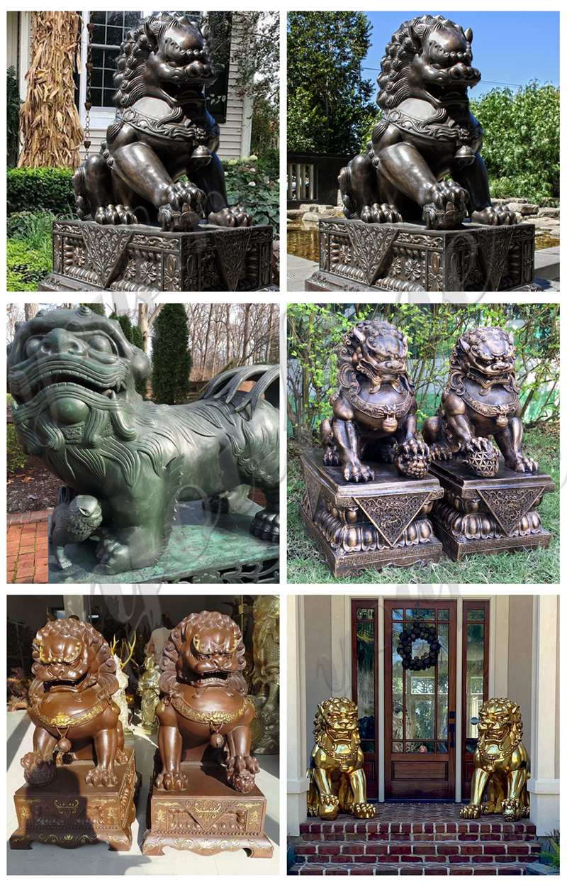 Antique Life Size Bronze Foo Dogs