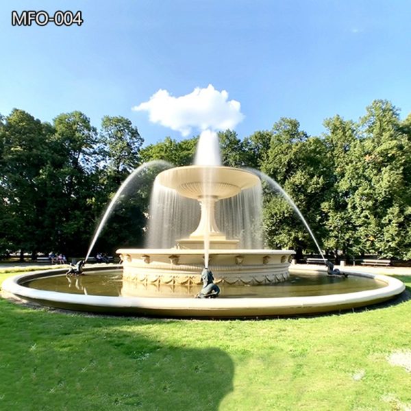 Garden Large Marble Fountain With Bronze Fish