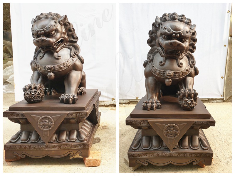 Life Size Bronze Foo Dogs