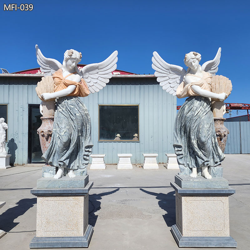 Life-Size Colorful Marble Roman Angel Statue Factory Supply