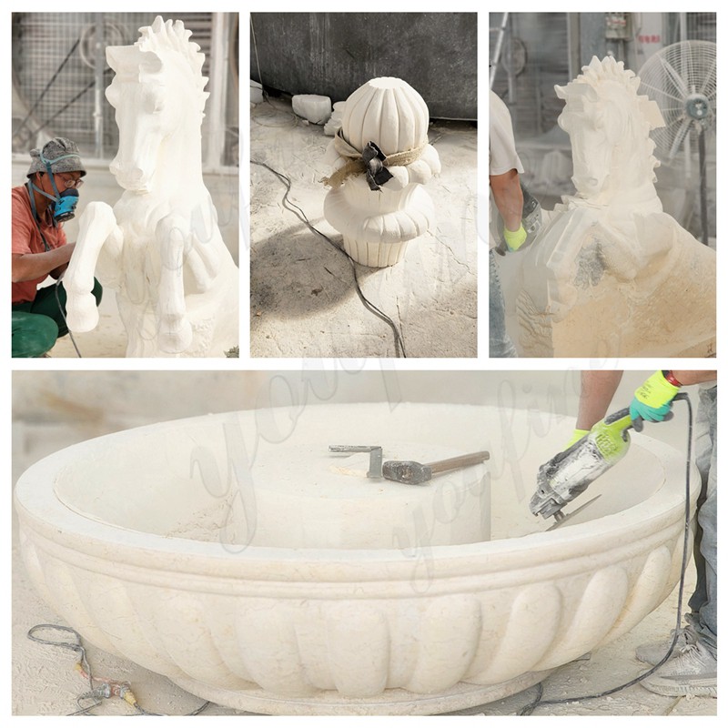 Marble Large Outdoor horses Fountain