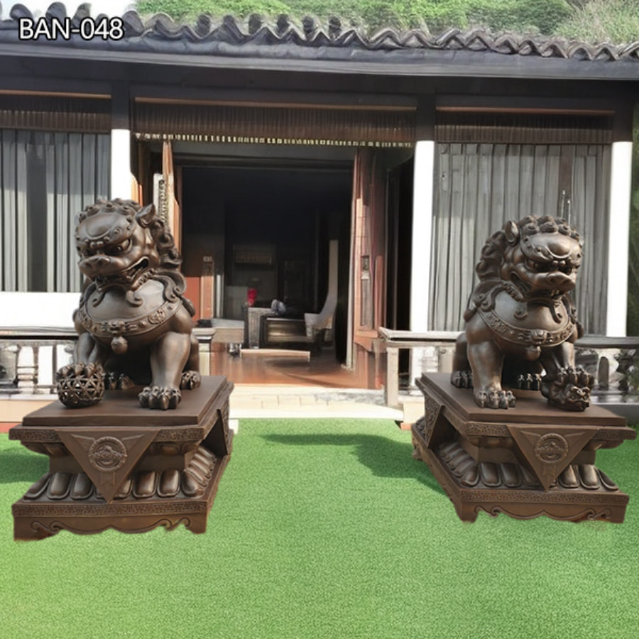 bronze foo dogs statue