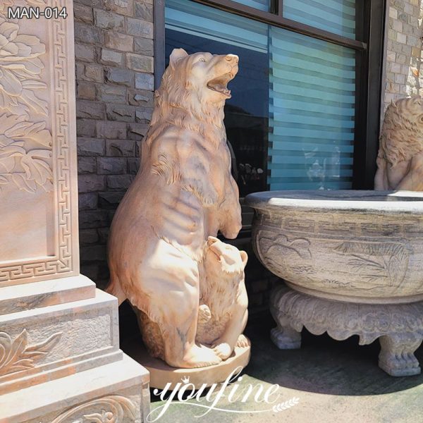 Life Size Marble Grizzly Bear Statue for Garden Decor on Sale