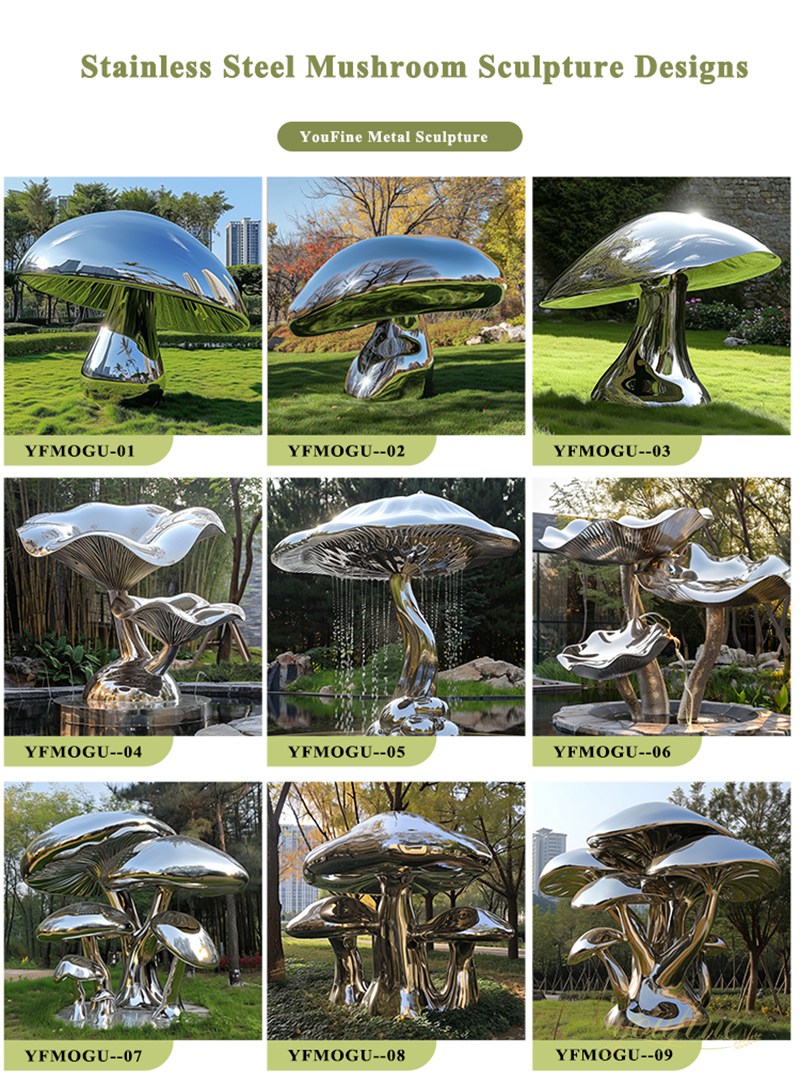 Stainless Steel Giant Mushroom Sculpture for Garden