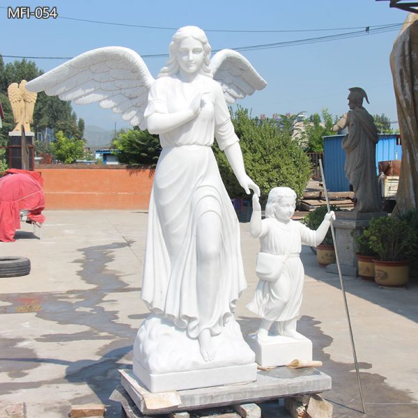 White-Marble-Angel-Statue-with-a-Little-Girl-on-Sale