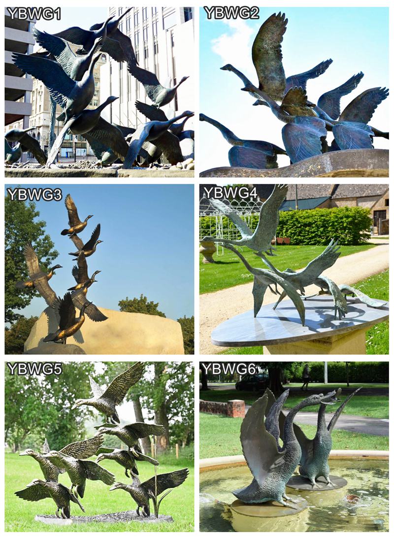 bronze wild geese statue