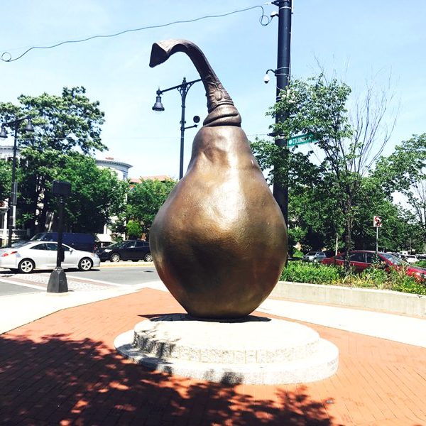 large bronze fruit sculpture