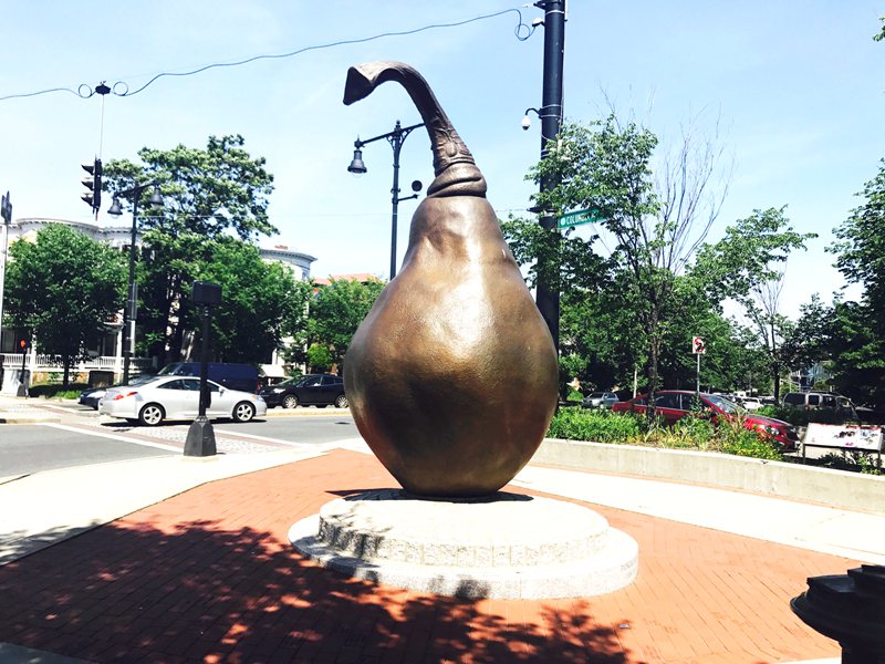 large bronze fruit sculpture