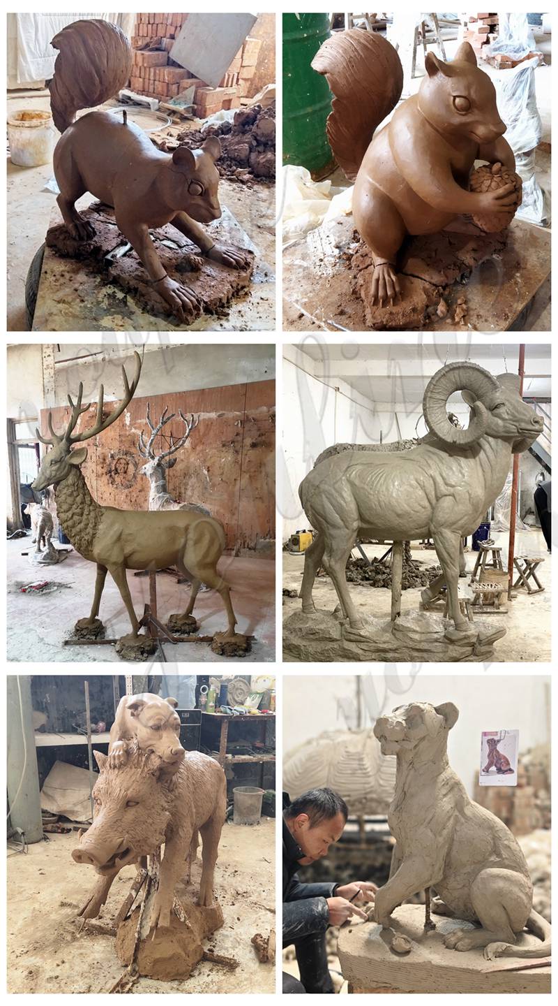 life size animal statues clay model