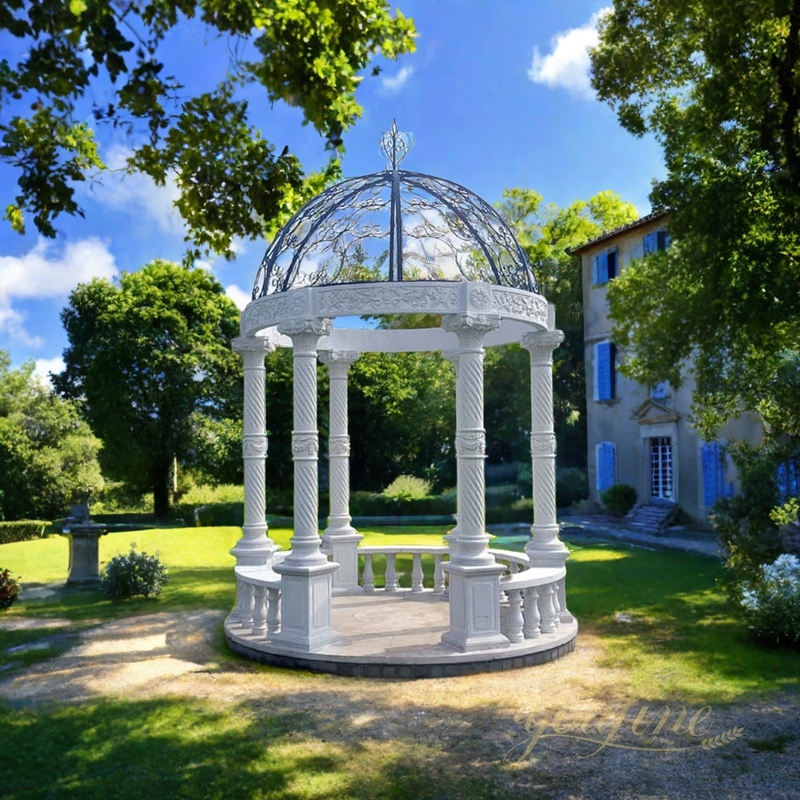 White Marble Stone Gazebo for Wedding Ceremony for Sale MOKK-35