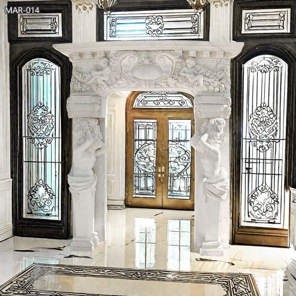 Hand-carved Mythical Feast Marble Doorway for Sale