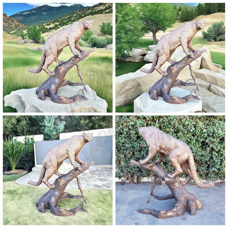 lifesize bronze mountain lion statue