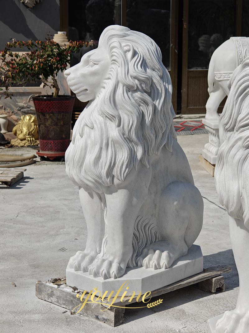 white marble lion stateu