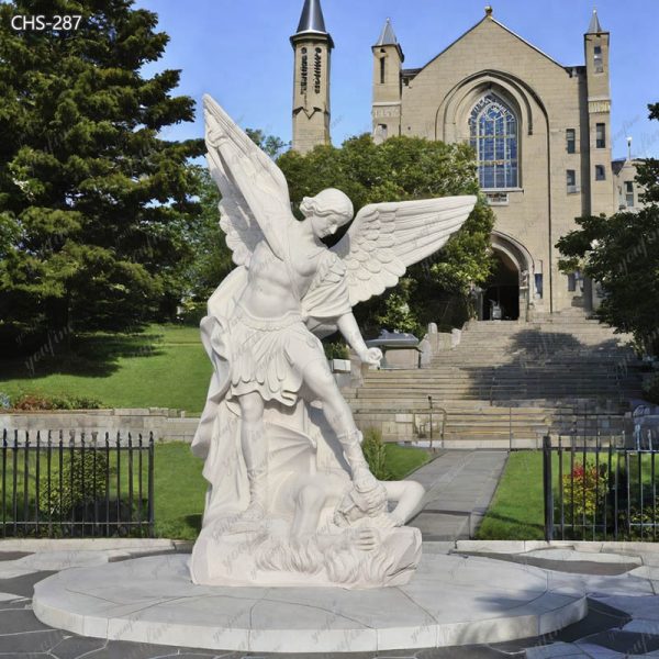 Archangel Michael Slaying the Devil Marble Statue