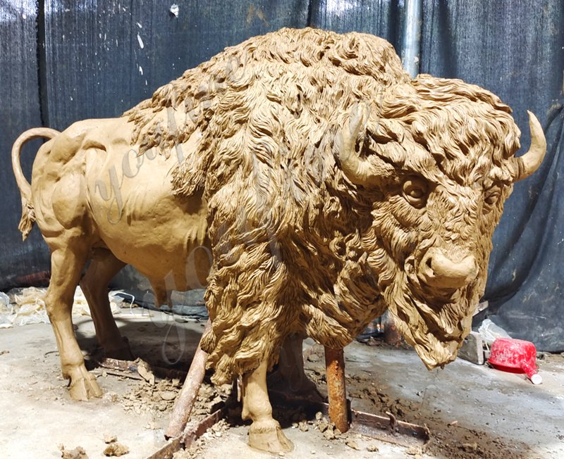 Bronze bison Sculpture clay model