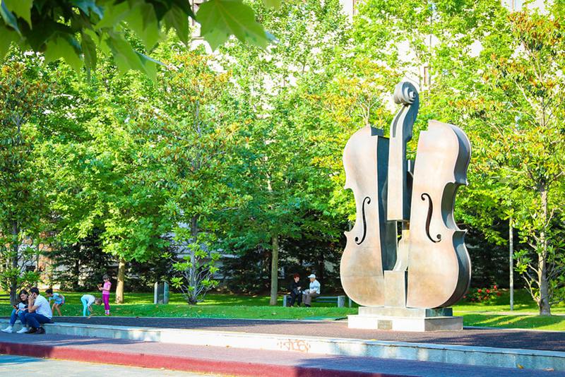 Bronze guitar sculpture