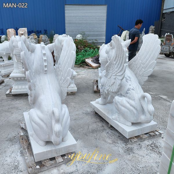 Hand-Carved-Marble-Griffin-Garden-Statue-Outdoor-for-Sale-4