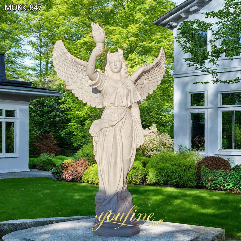 Life Size Marble Angel Holding Torch Statue for Sale MOKK-847