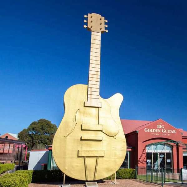 Outdoor Big Golden Guitar Sculpture Replica