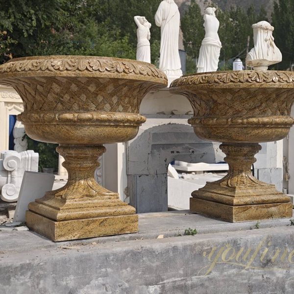 Outdoor Hand Carved Real Marble Planter Supplier