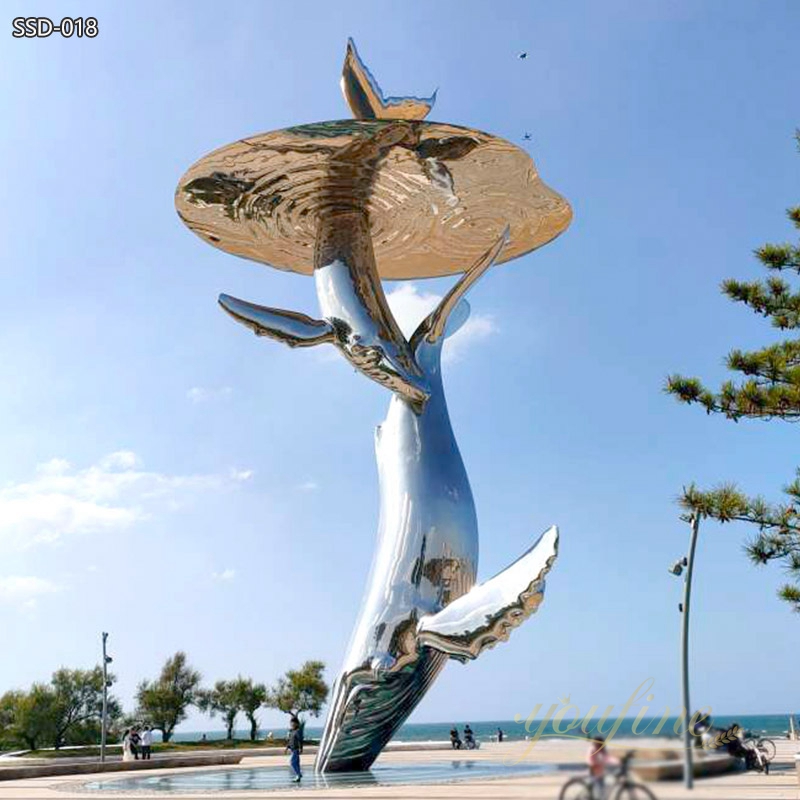 Stainless Steel Large Beach Light Whale Sculpture SSD-018