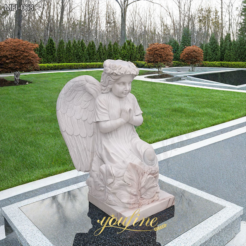 White Marble Angel Cemetery Statue Memorial for Sale